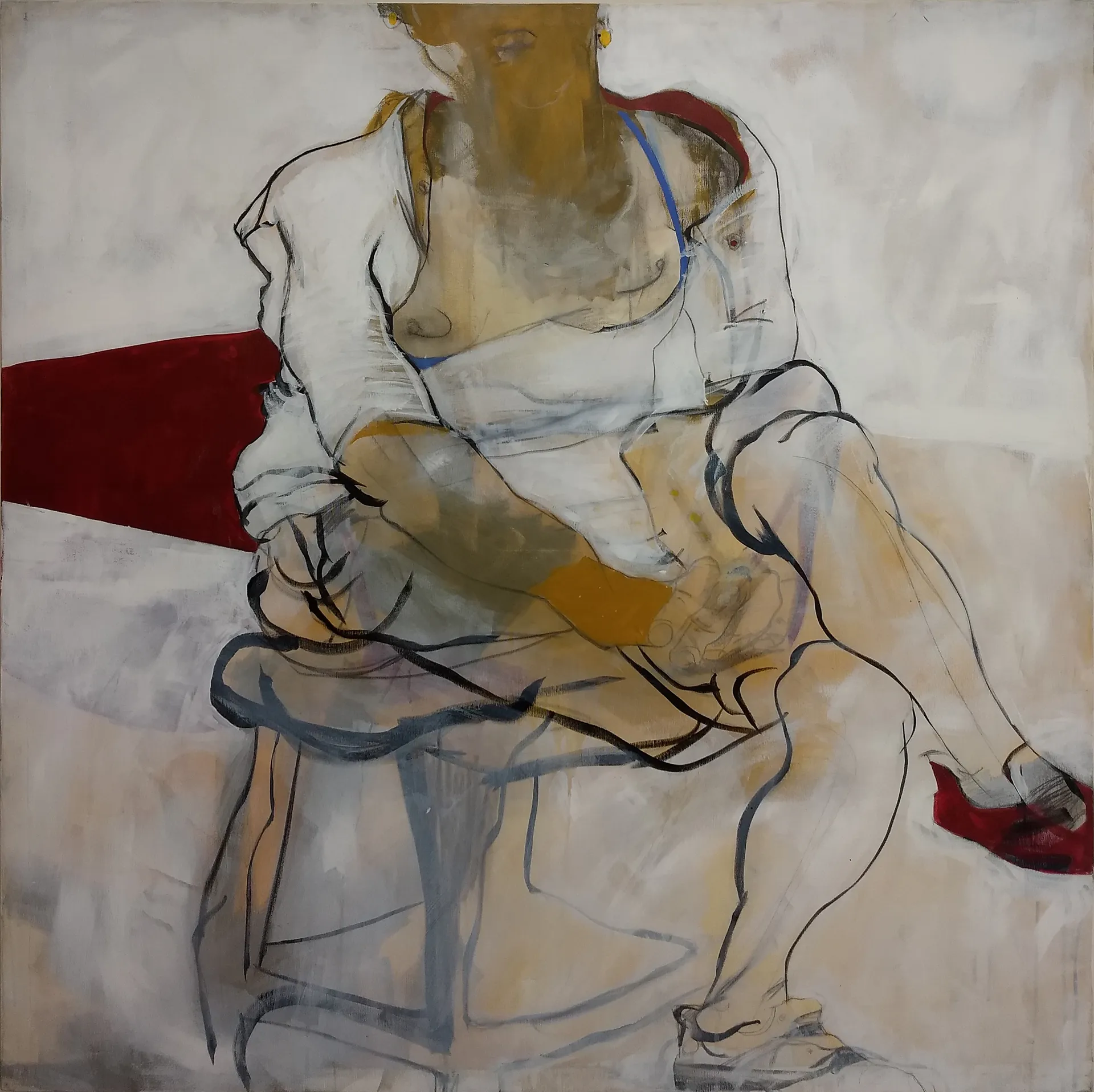 “Blue line'' 118 x118 cm Acrylic on canvas 2008