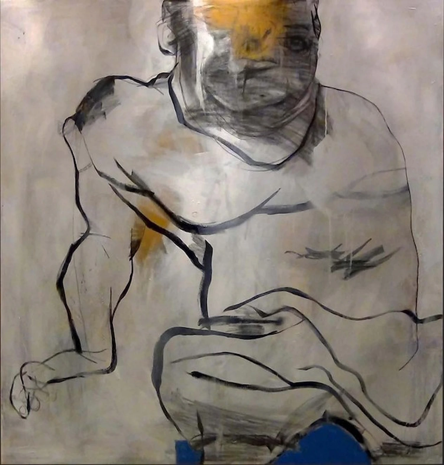 “Stone in the stream Bed'' 118 x118 cm Acrylic on canvas 2008