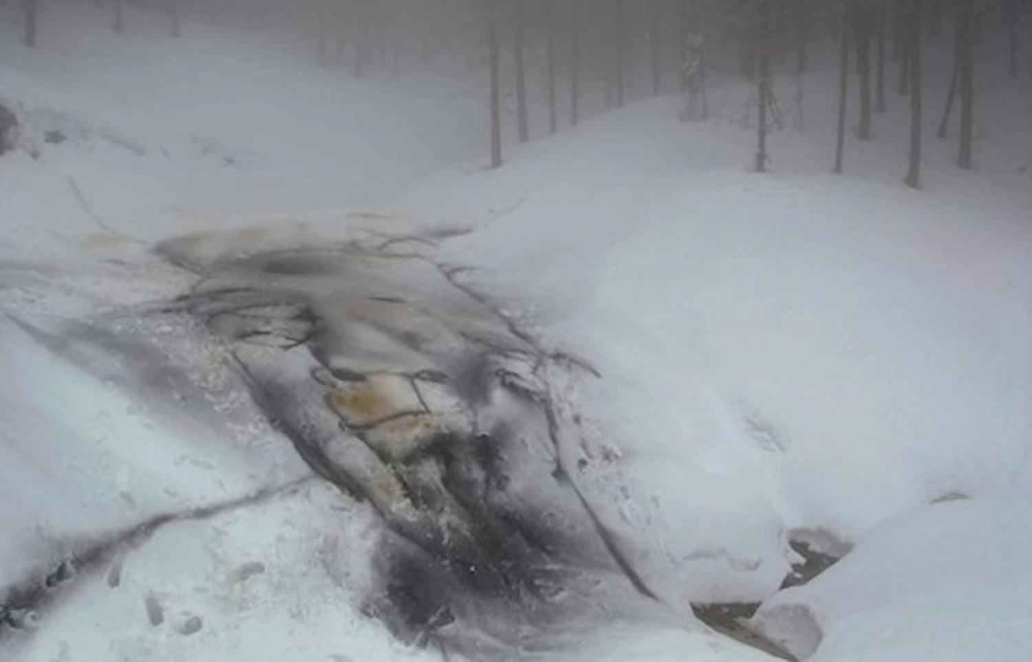 “Bozkesh #4” 50 x 50 m Land Art ,Pigment on snow 2010